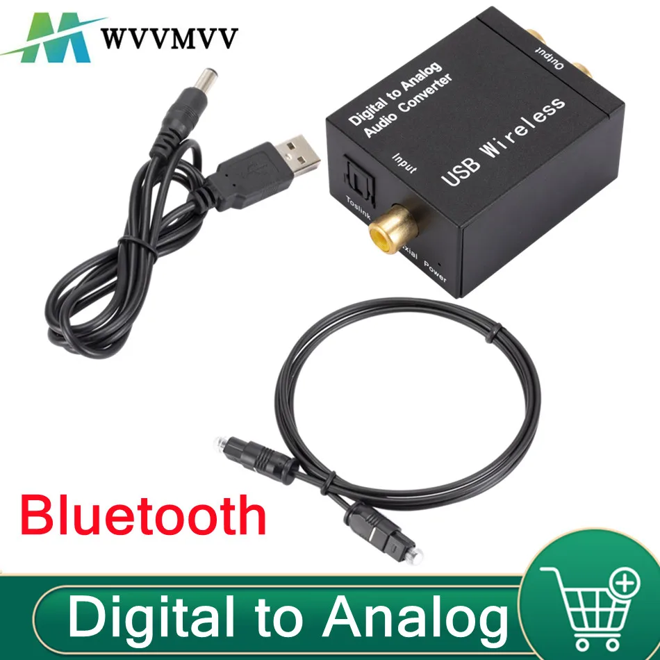 Digitálny až analógový zvukový konvertor RCA R/L Výstupný zvukový adaptér DAC zosilňovač DAC pre dekodér koaxiálneho optického SPDIF ATV DAC