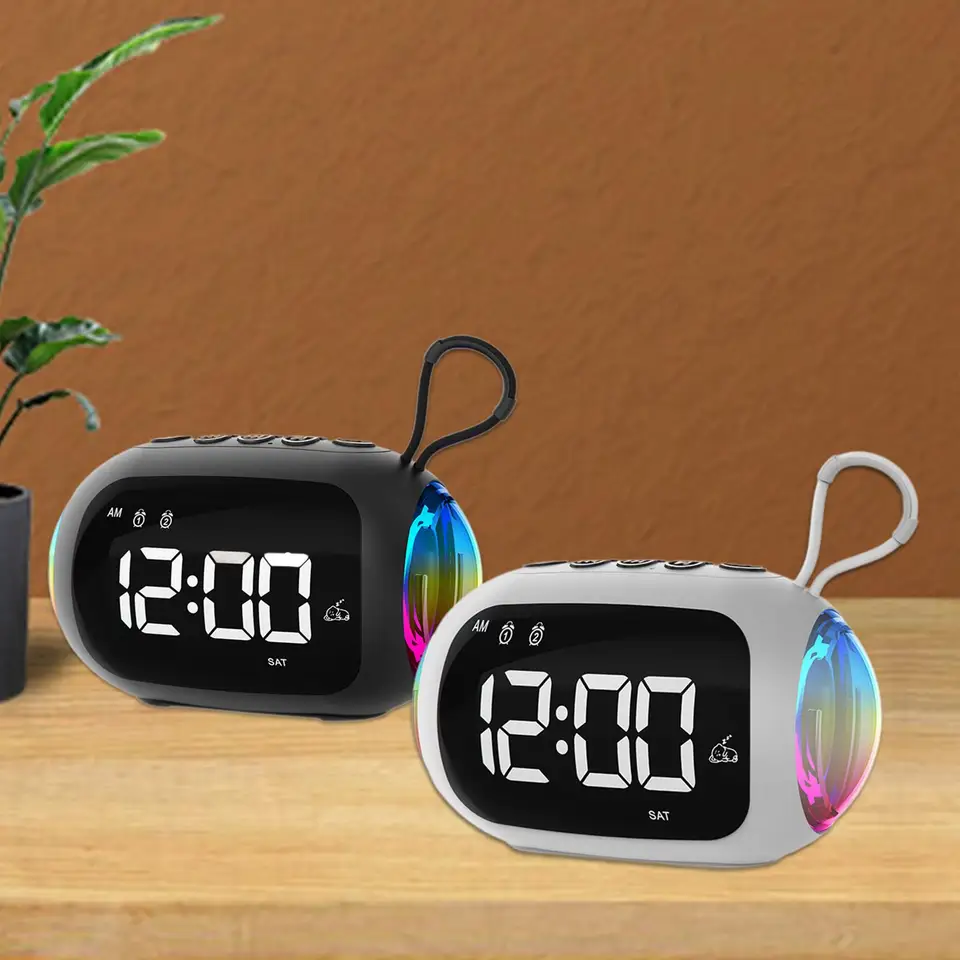 Digitálny budík Bluetooth Reproduktor 12 24 hodín konverzný stolík pre obývaciu izbu nočná stolík v kancelárskej doske lôžko