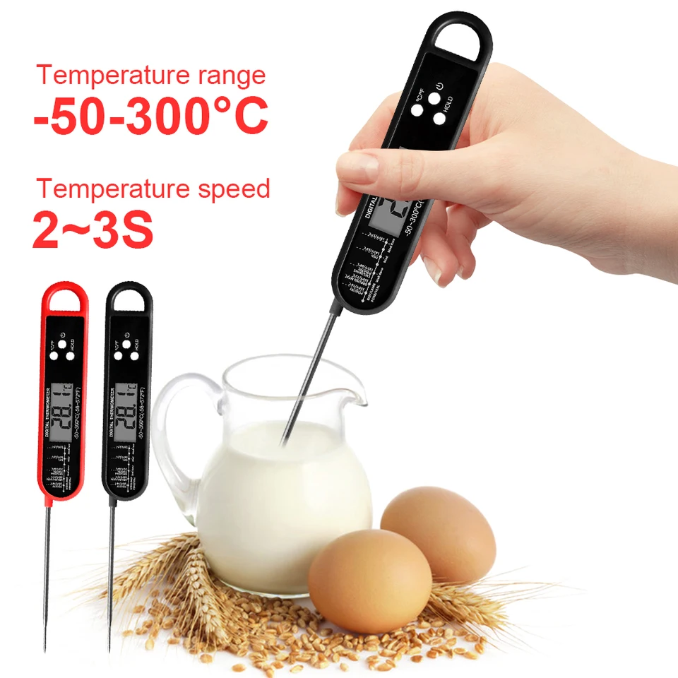Digitálny cukrík teplomer okamžitý olejový teplomer s teplomerom skladacieho sondy Kmeňový varenie teplomeru pre kuchynské pečenie BBQ