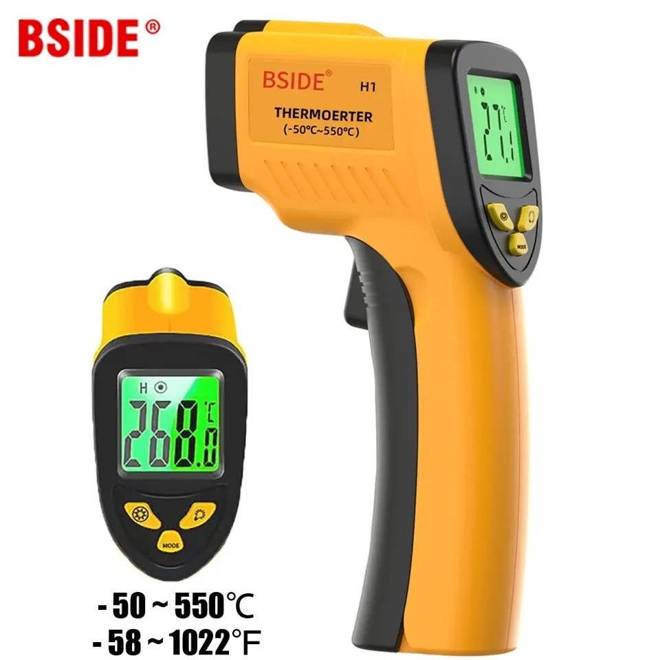 Digitálny infračervený teplomer -50-550 ° C, nekontaktný digitálny laserový teplomer pre mäso Buffalo mlieko na varenie teplomeru