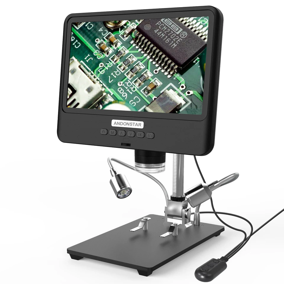 Digitálny mikroskop AD208S 8,5 palca LCD displej obrazovky 5x-1200x 1280 * 800 nastaviteľný 1080p SPOLOČNOSŤ Spájkovací nástroj Dve výplňové svetlá