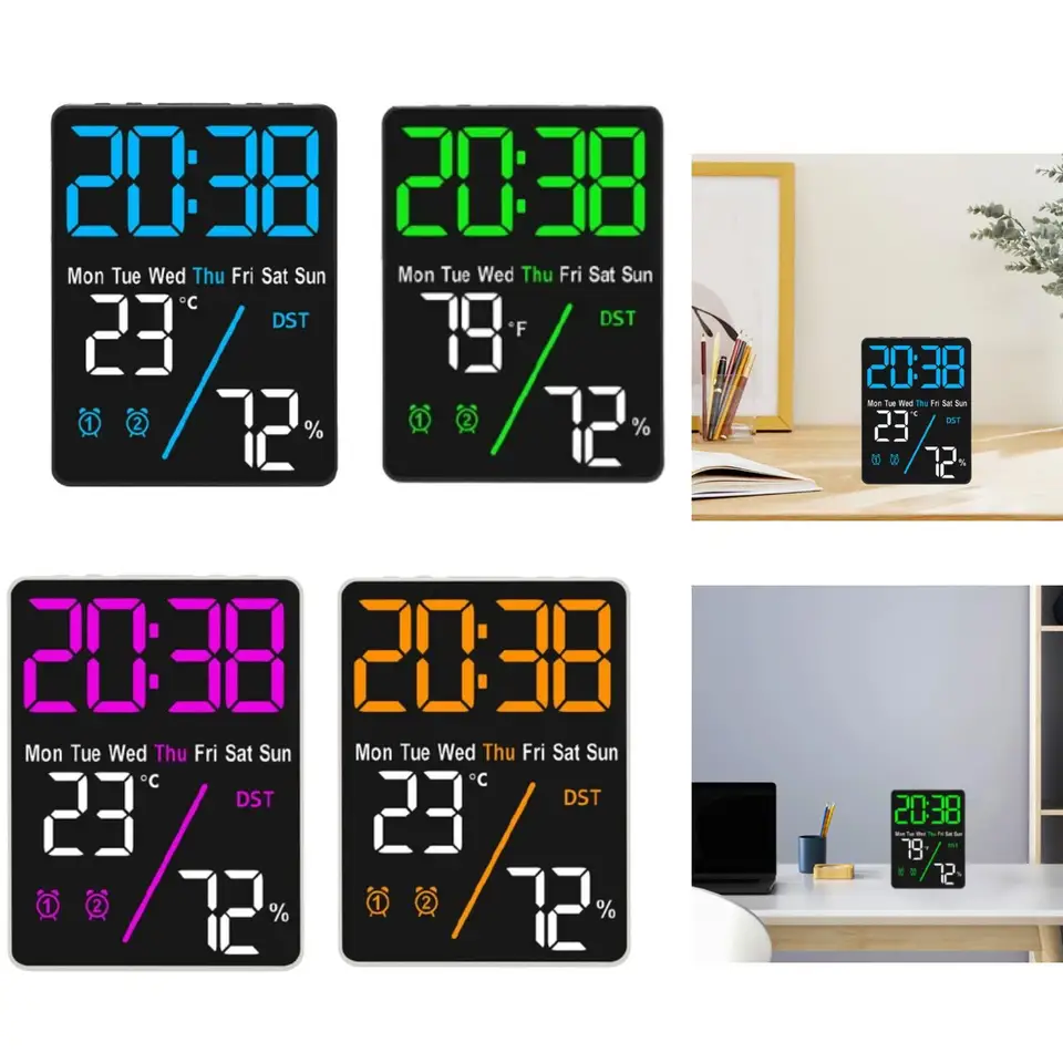 Digitálny stolný budík Calendar Clock Veľký číslicový displej pre spálňu