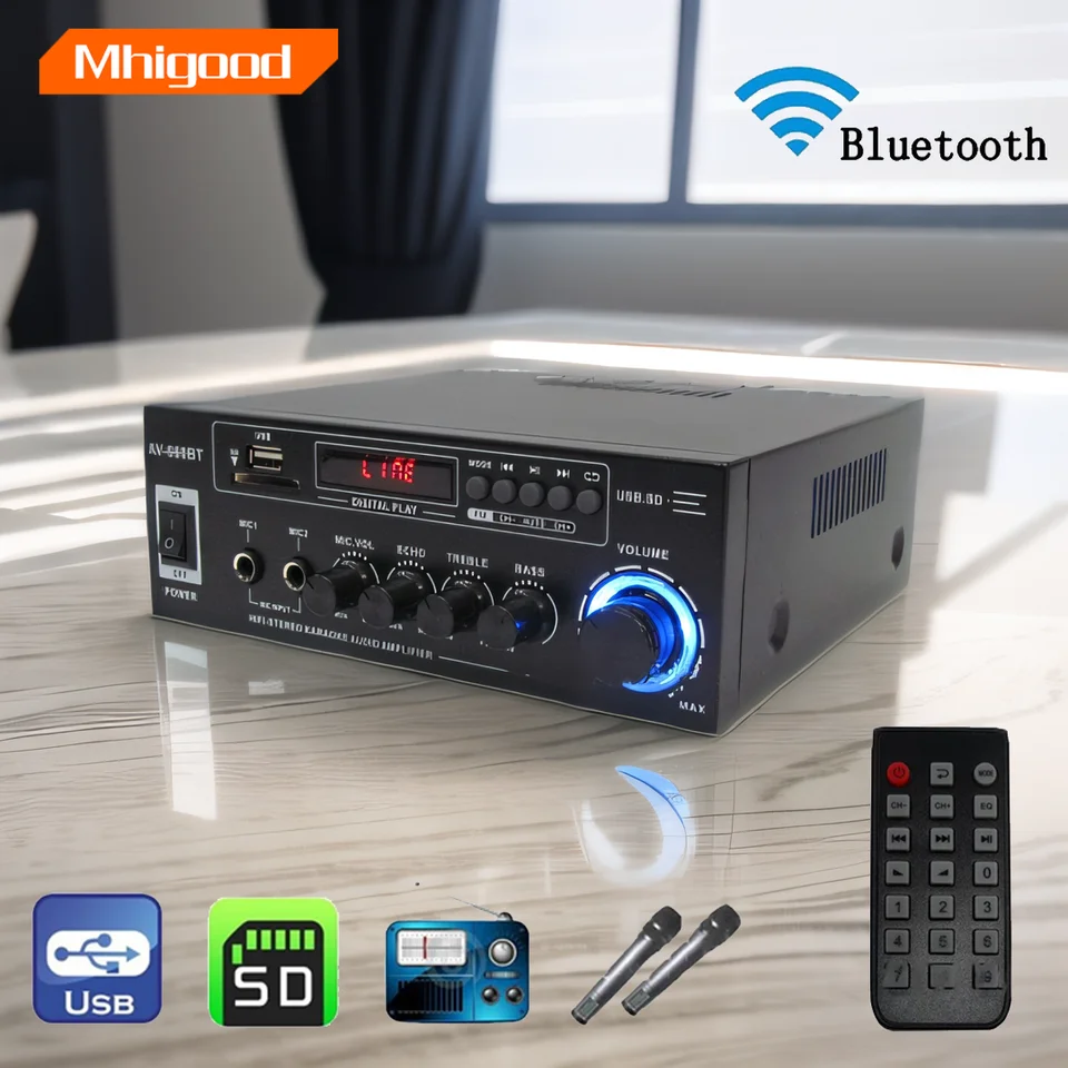 Digitálny zosilňovač 2 kanál bezdrôtové stereofónne stereofónny zvuk HIFI zosilňovač divadelný prijímač pre domáci reproduktor FM Radio Radio