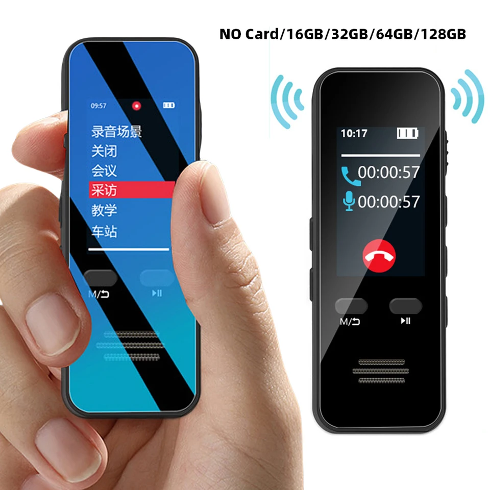 Digitálny zvukový hlasový rekordér Bluetooth s prehrávaním šumu na redukciu šumu páskový magnetofón Študent triedy stretnutia späť klip prenosný mp3