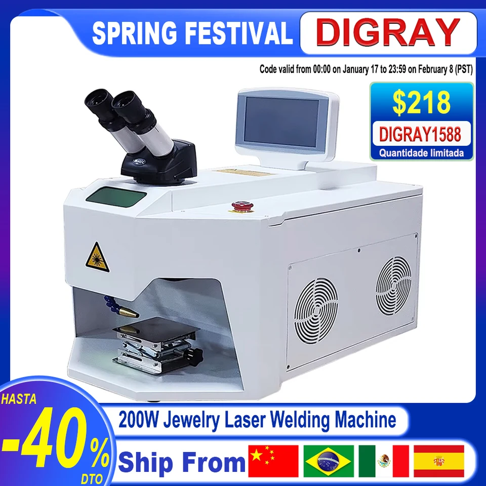 Digray 200 W šperky laserové miesto zváracie zváranie HD CCD mikroskop pre prívesok na zlato a strieborné reťazce