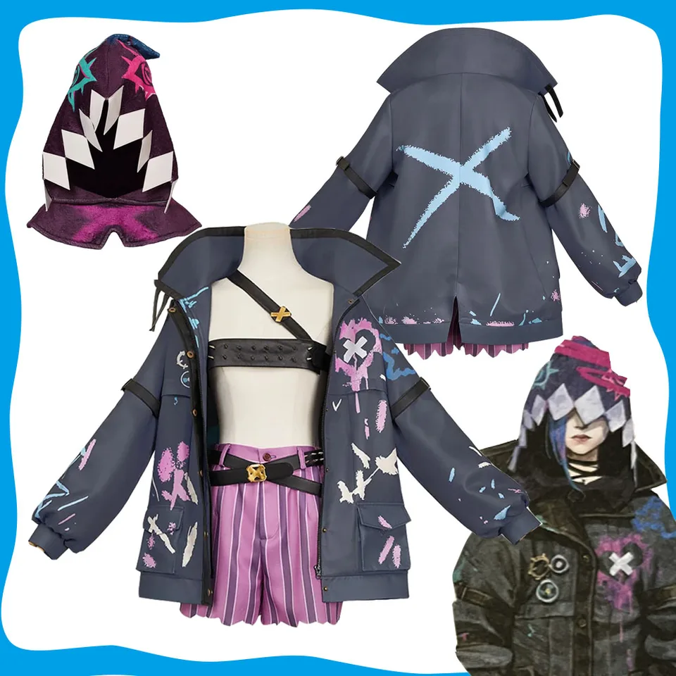 Diguise Arcane Jinx Cosplay Coat bunda hra lol kostým roleplay outfity pre ženy žien Fancy Top Halloween Carnival Suit pre