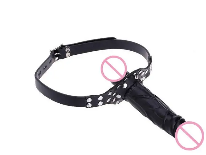 Dildo s dvojitým koncom s zámkom Dospelý roubík Open úst kožený postroj Deep Blowjob lesbický popredaj penis bdsm erotické otroctvo