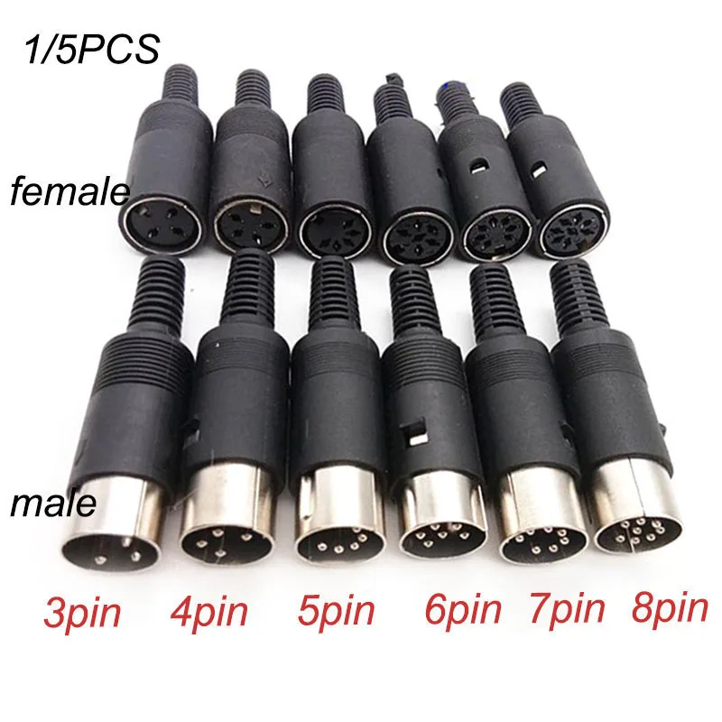 DIN 3PIN 4PIN 5PIN 6PIN 7PIN 8 PIN MESE SMENNÝ Plug Socket Jack SOCKER SOLDER SONKET s plastovou rukoväťou D Konektory P1