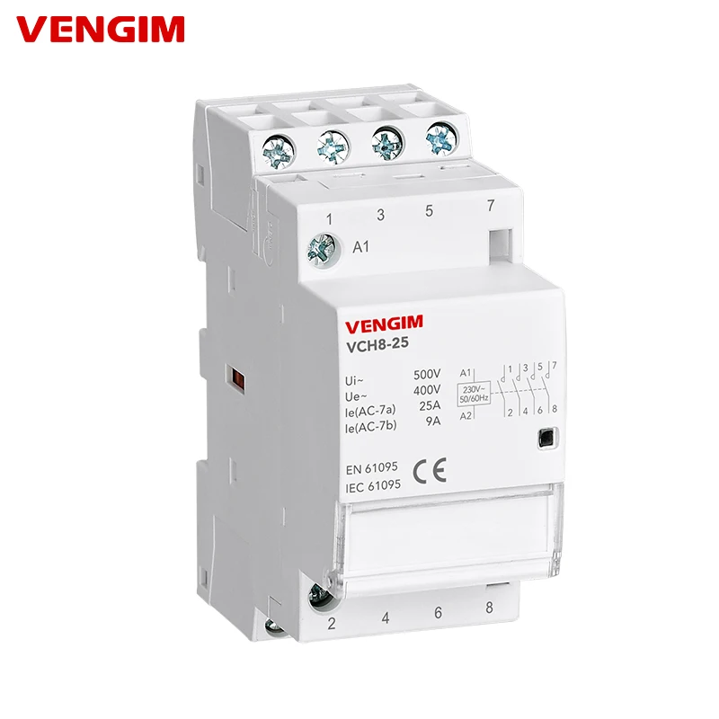 DIN Rail Type AC Comtož 4p 25a AC220V Automatický kontakt domácnosti 4NO 2NO2NC AC230V 50/60 Hz