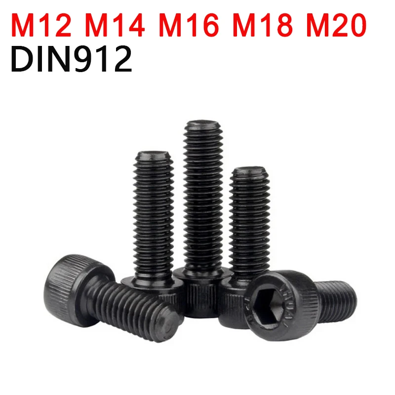 DIN912 M10 M12 M14 M16 M18 M20 Stupeň 12.9 Čierna šesťuholník HEX HEX SOCKET HEAD CAP ALLEN Skrutk