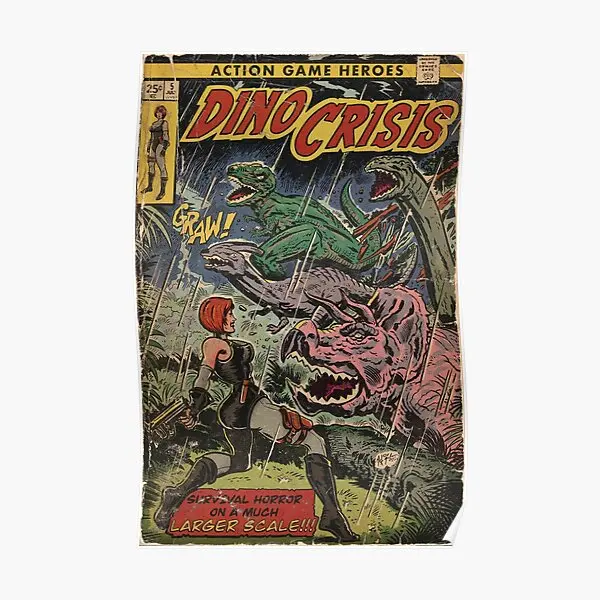 Dino kríza komiksový kryt ventilátor umenia plagát tlač na nástennú maľbu dekorácie móda moderný vtipný vintage domáca nástenná maľba dekor bez rámu