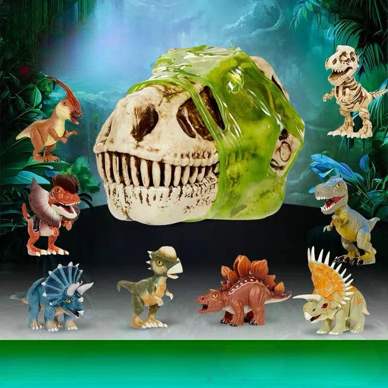 Dinosaurus fosílne vykopávka lebka dešifrovanie kostra mäkké gumy Zostavujúce hračky pre deti slepá krabica