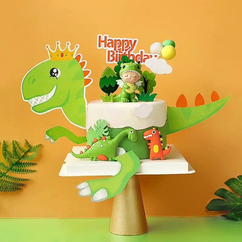 Dinosaurus Téma tortu tortu Topper Krásna karikatúra Zoo Dino Jungle Cake Decorácie Soft