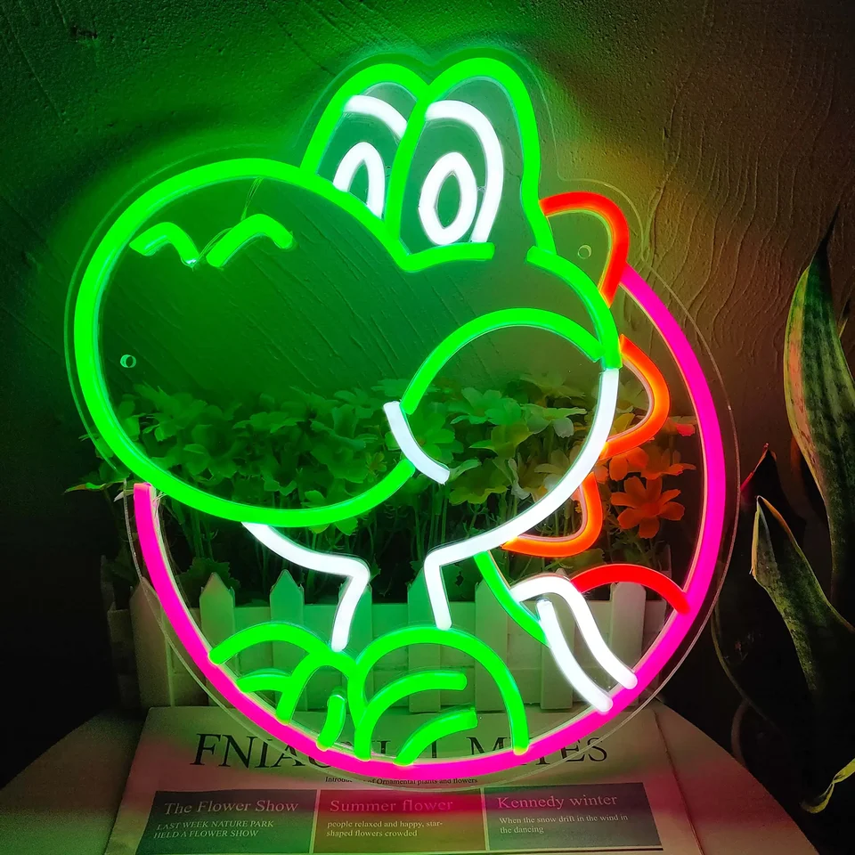 Dinosauurs Neon Sign, USB poháňané anime neónové svetlá pre stenu, LED neónové znamenie s stmievateľným prepínačom pre detskú izbu