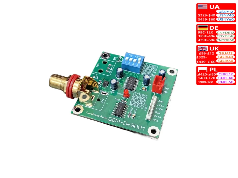 DIR9001 DAC dekódovanie digitálnej prijímacej dosky, koaxiálny vstup do dosky II2!