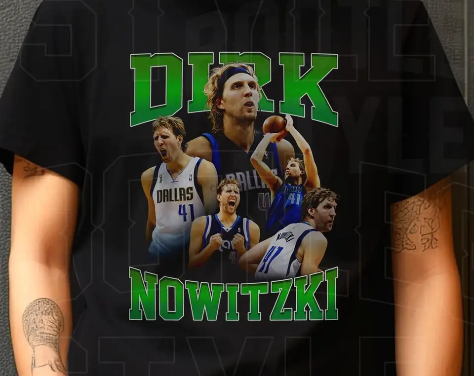 Dirk Nowitzki 90. roky bootleg košeľu dirk nowitzki vintage basketbalové tričko darček pre darček pre basketbalové fanúšikov