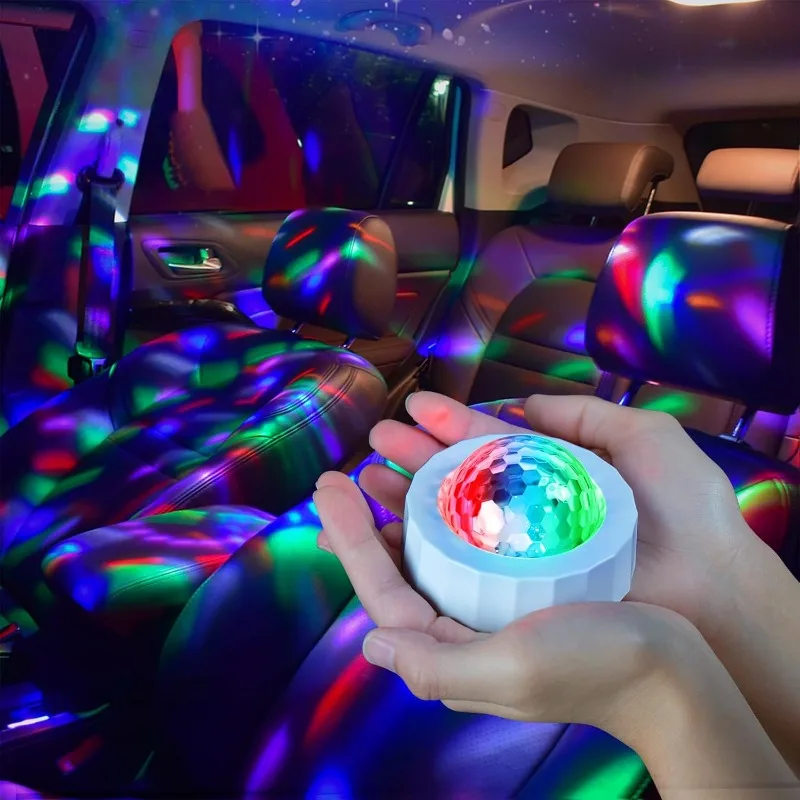 Disco lopta nabíjateľné nabíjateľnú batériu Mini disco lopta pre automobil s hudbou zvukom aktivované viacfarebné autá Disco Lights vo vnútri vášho auta