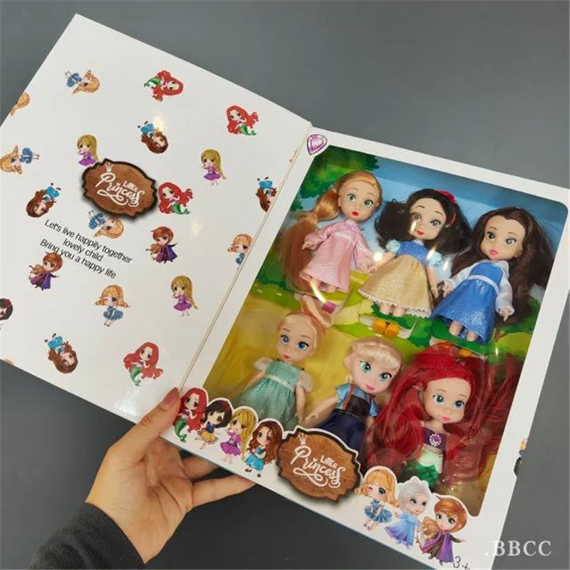 Disney 4,5-palcové pozitívne bábiky, 6-balenie, princezná predstieranie hry, kreslené figúrky, detský darček