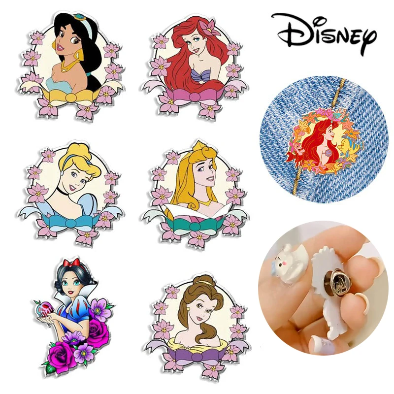 Disney akrylová brošňa Elsa Tiana Snowwhite kloš PIN Cartoon BADGE BACK