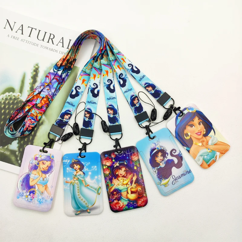 Disney Aladdin Jasmine držiteľ poverení na krk popruh pre kľúčové identifikačné šaty Telefónny držiak odznak