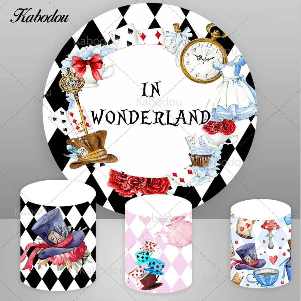 Disney Alice in Wonderland Round Photo Cover Cover pre deti narodeniny princezná kruh fotografia pozadia valca kryty valca