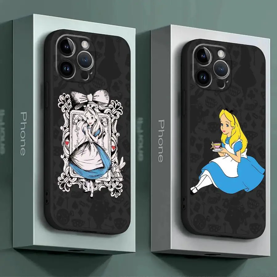 Disney Alice v ríši divov telefónu pre telefón pre Google Pixel 6a 8 Pro 6 Pro 8a 9 Pro XL 7 PRO 7A MATTE BLACK Soft Cover Funda
