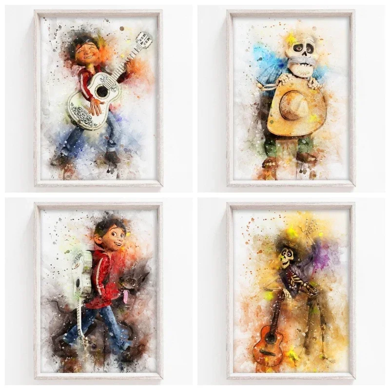 Disney Animation Coco Prints Canvas Art Paintings Karikatúry Watercolor plagát Wall Art Picture Picture Domovod