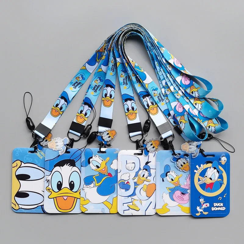 Disney Animation Donald Duck Lanyard Slider Card Držiteľ Nový roztomilý ID študenta Ochranný kryt Tlačový úložný kryt