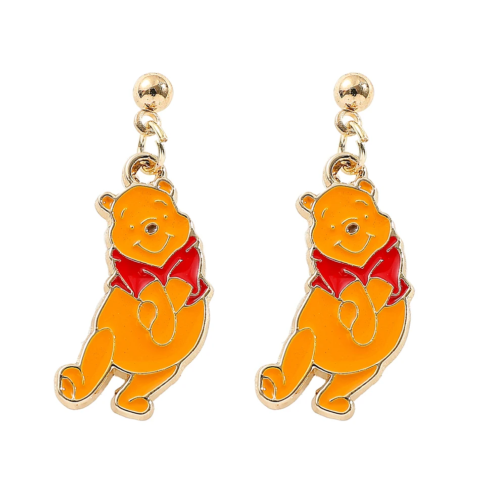 Disney Anime Cute Winnie the Pú náušnice sladké kawaii zliatiny odkvapkávajúce olej Winnie the Pú náušnice pre môj priateľ k narodeninám darček