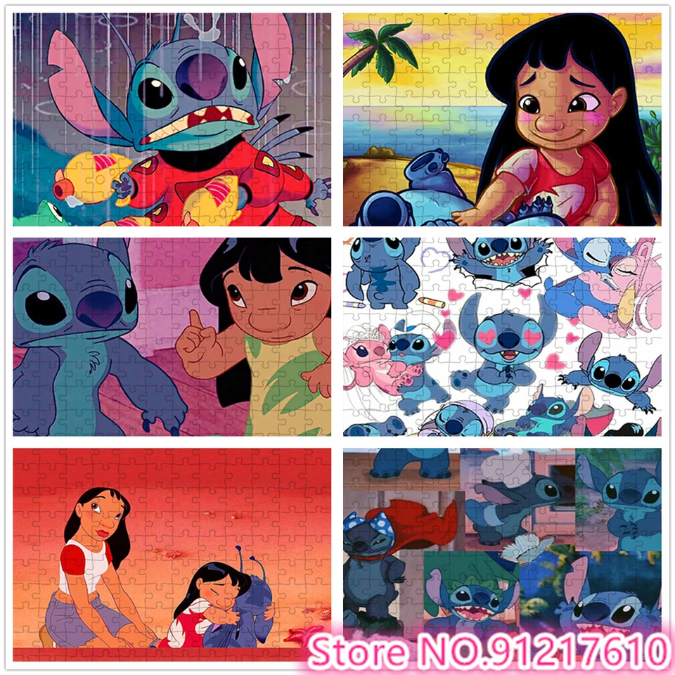 Disney Anime Lilo a Stitch 1000 kusov puzzle detské mozgové horiace hry Darček preferované hádanky