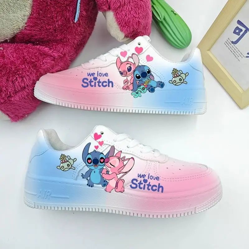 Disney Anime X Stitch Angel Sneaker Cartoon Board topánky Ženy letné priedušné všestranné páry roztomilé študenti voľný čas topánky