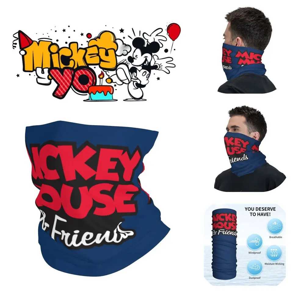 Disney Bandana Neck Gaiter Motocykel klub Mickey Mouse Wrap Sat