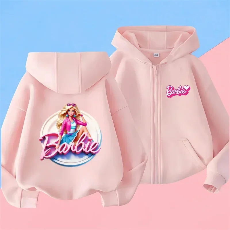 Disney Barbie Casual Kids Zipper Sportswear 2 -Piece Hoodies Set Clothing Dievčatá chlapci Mikiny nohavice Tracksunity Detské vrcholy
