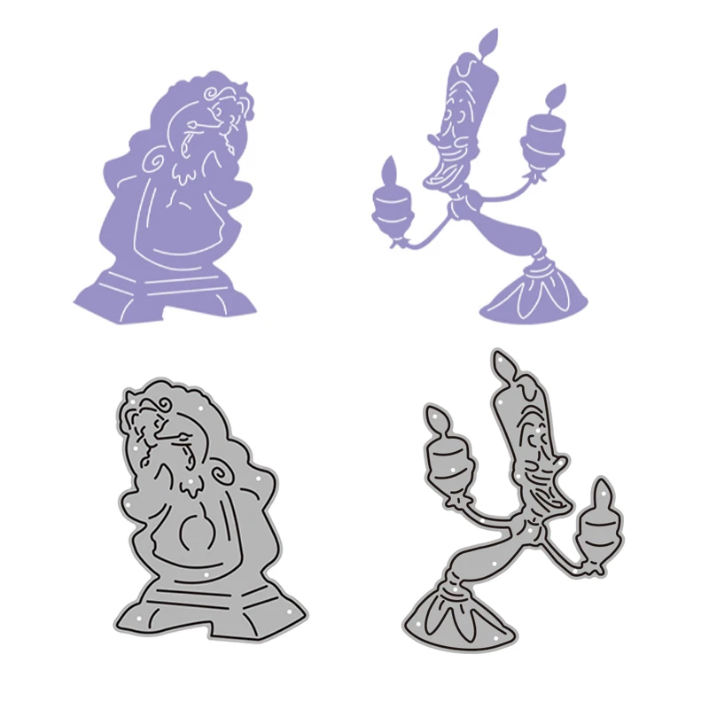 Disney Beauty and The Beast Metal Cutting Dies Sviečka Lumiere Alarm Clock Cogsworth Die Cuts pre DIY Scrapbooking Cards Crafts