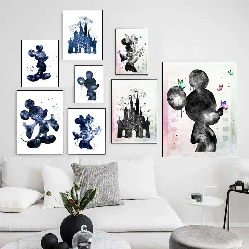 Disney Canvas maľba nástenné umenie hrad Banksy Mickey Minnie Mouse Prints anime plagáty domáce dekorácie Obývacia izba dekor