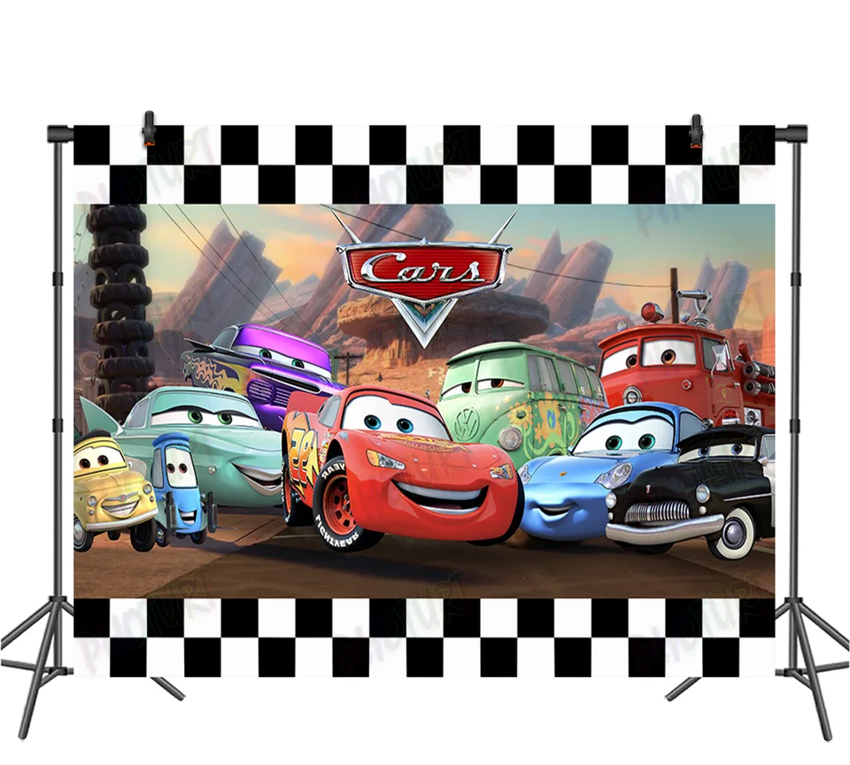 Disney Cars Lightning McQueen Kady k narodeninám Barking Barner Racing Car Vinyl Photography Photograph