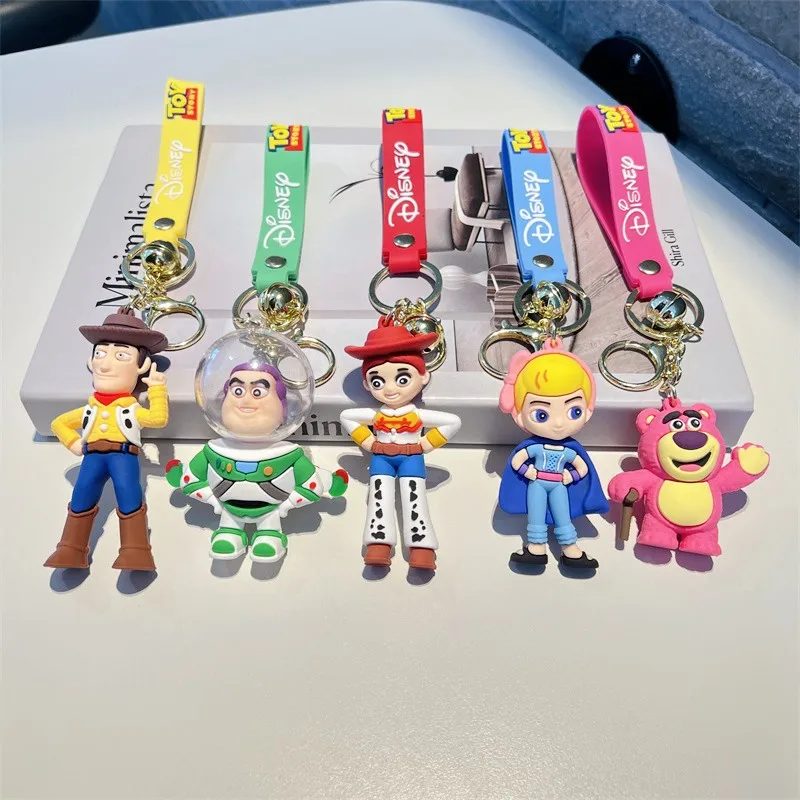 Disney Cartoon Anime Film Story Story 4 Hračky Woody Buzz Lightyear Keychain Action Figure Figure Key Ring Bag Pendant Doll For Kids Darček