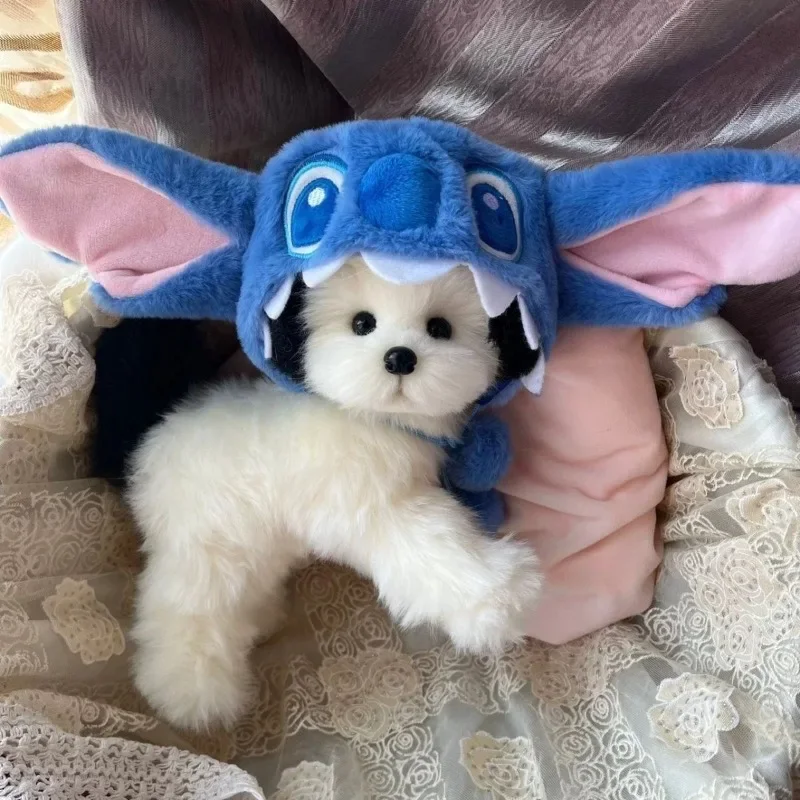 Disney Cartoon Anime Pet Headgege Gear Plush Stitch Hat Pudle Funny Cross Dressing Hat Cosplay Dog