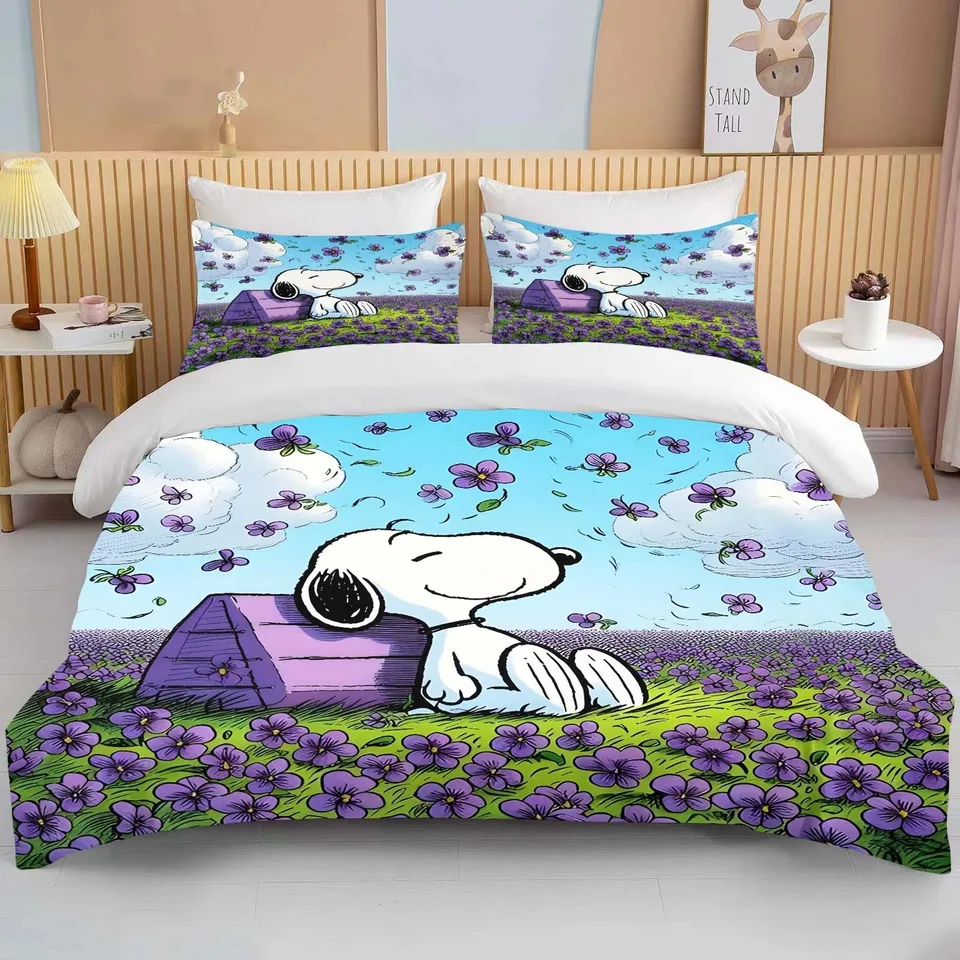 Disney Cartoon Cover Cover Cover Snoopy Anime Bedding Sety 3D tlačené dievčatá a chlapci posteľné súpravy