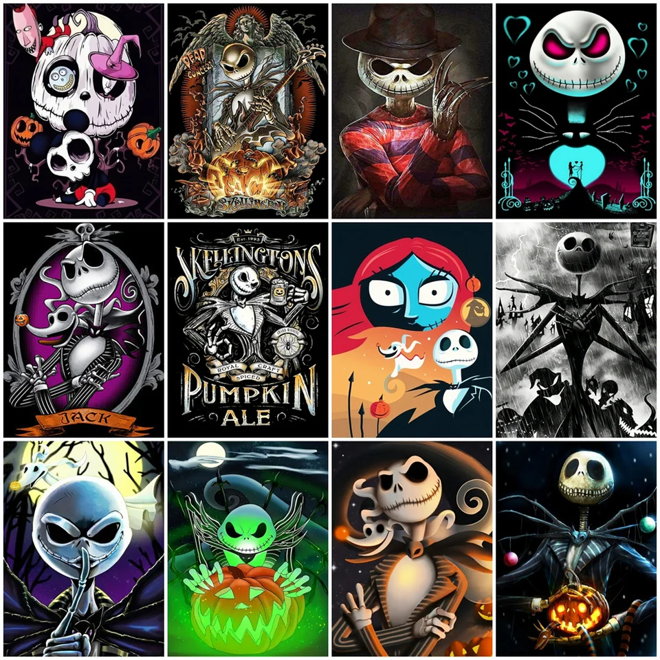 Disney Cartoon Diy Paint by čísla Nočná mora pred vianočnými darebákmi sfarbenie digitálnej maľby Halloween Darček domov dekor