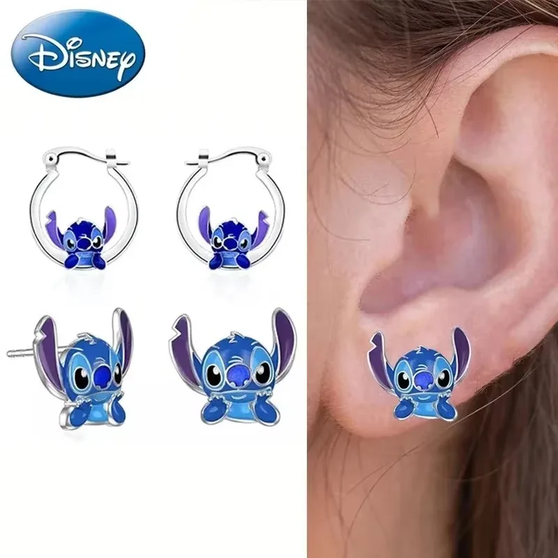 Disney Cartoon Lilo & Stitch Ear Prívesky Kawaii Stitch Kov kovové náušnice Jemné ženské šperky doplnky Dievčatá Roztomilé náušnice
