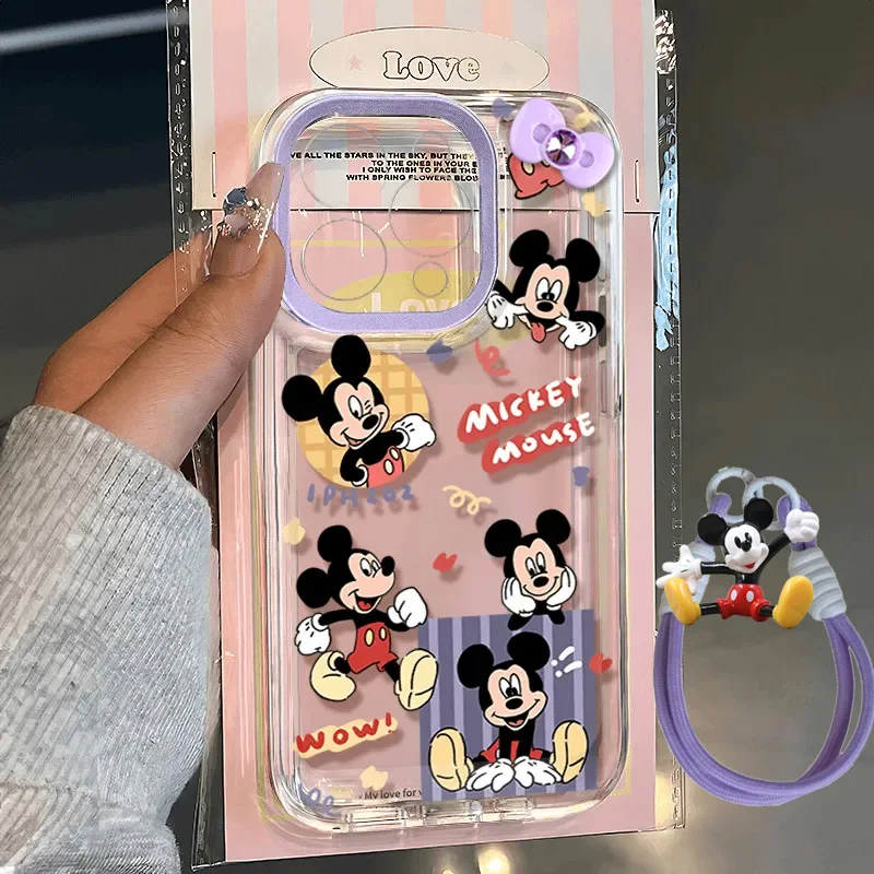 Disney Cartoon Mickey Mouse Cute Luck Telefón puzdro pre iPhone 16 15 14 13 12 11 Pro Max xr xs max 7 8 plus Y2K Creative Soft Cover