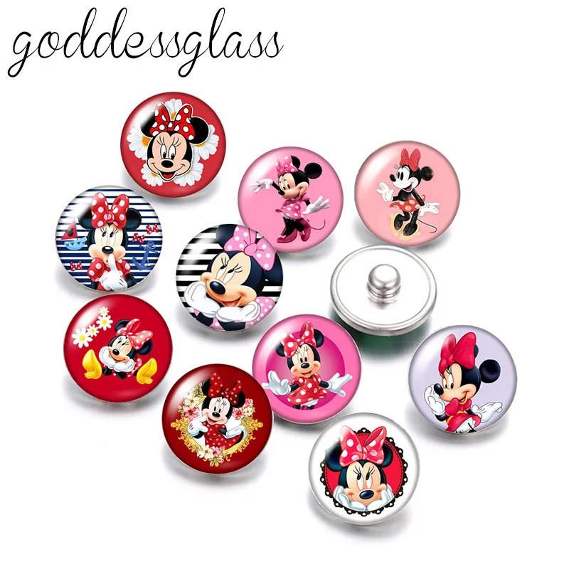 Disney Cartoon Minnie Mouse Cute 10ks Round Photo Glass 18 mm snímka