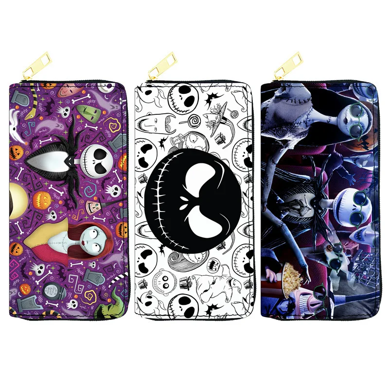 Disney Cartoon Nightmare pred Vianocami PU Wallet Jack Skallington Fashion Money Bag Dievčatá Dievčatá kúzlo narodeninové darčeky