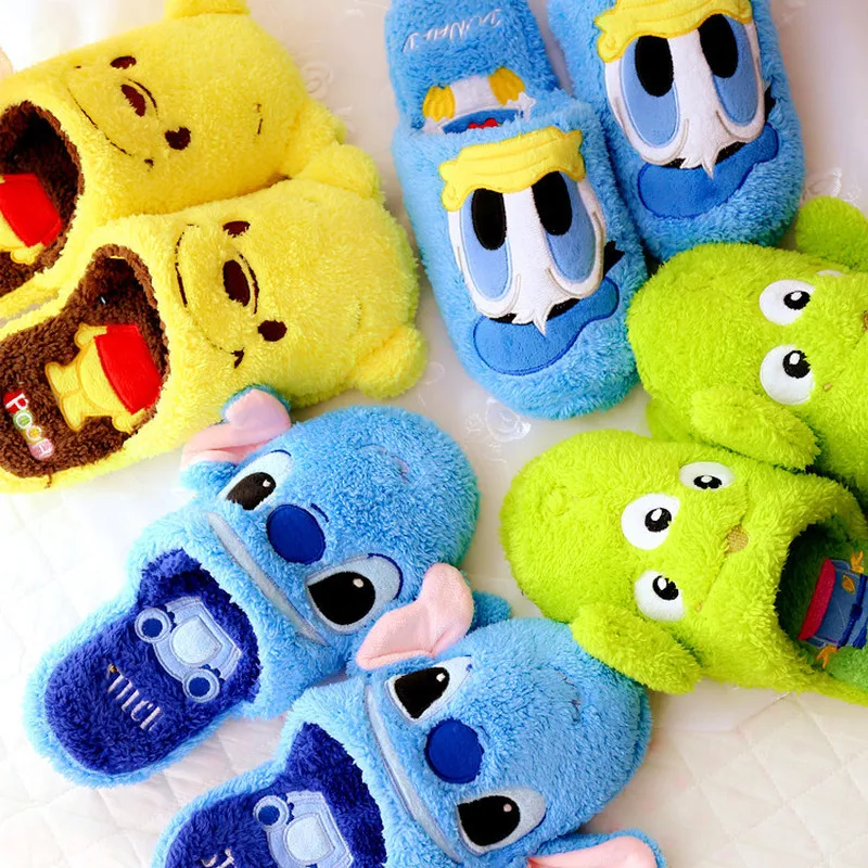 Disney Cartoon Plush Plippers na jeseň a zimný kreatívny mimozemský steh Winnie Pooh Soft Home Plippers 35-38 yards unisex