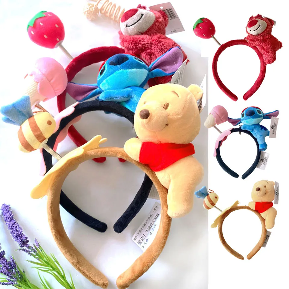 Disney Cartoon plyšová čelenka steh Winnie the Poho Lotso Doll Headear Shanghai Disneyland Nové roztomilé ženy Spring Mickey Ears