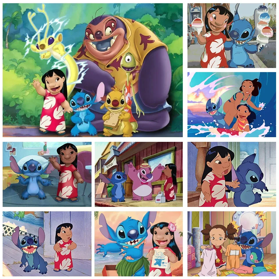 Disney Cartoon Stitch Lilo Wall Art Canvas Painting Nordic Plagáty a výtlačky obývacia izba dekorácie na stenu obrázky