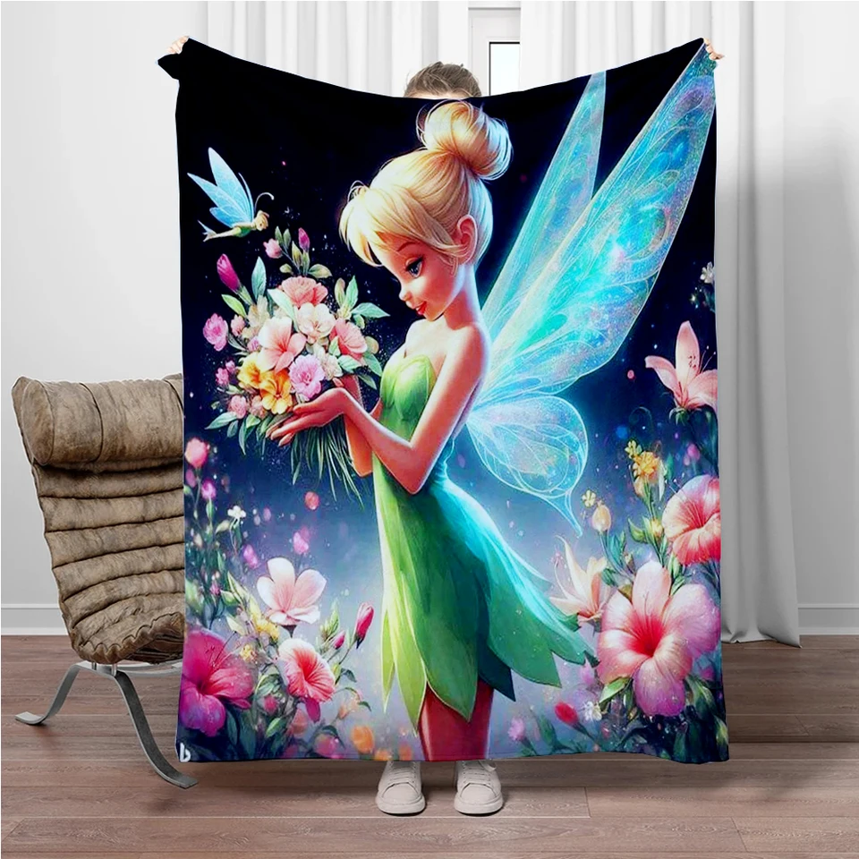 Disney Cartoon Tinker Bell Flanel Deka Prikrývka Teplý mäkký hádzanie hrubé piknikové prikrývky pre posteľnú posteľnú pohovku dekora