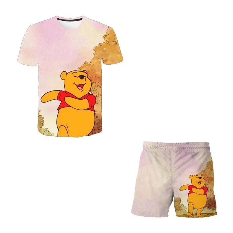 Disney Children Boys Girls Winnie the Pú módne tričká Set letný chlapec 3D tlač oblek Sonics Tees+nohavice 2ks deti set