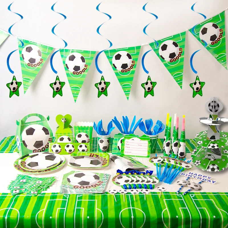 Disney Children's Birthday Party Green Football UNALADNÉ SPROOD TÉMY PAPIER PAPIER PÁNSKÉ SPORTOVÉ HRA DODÁVKY DODÁVKY
